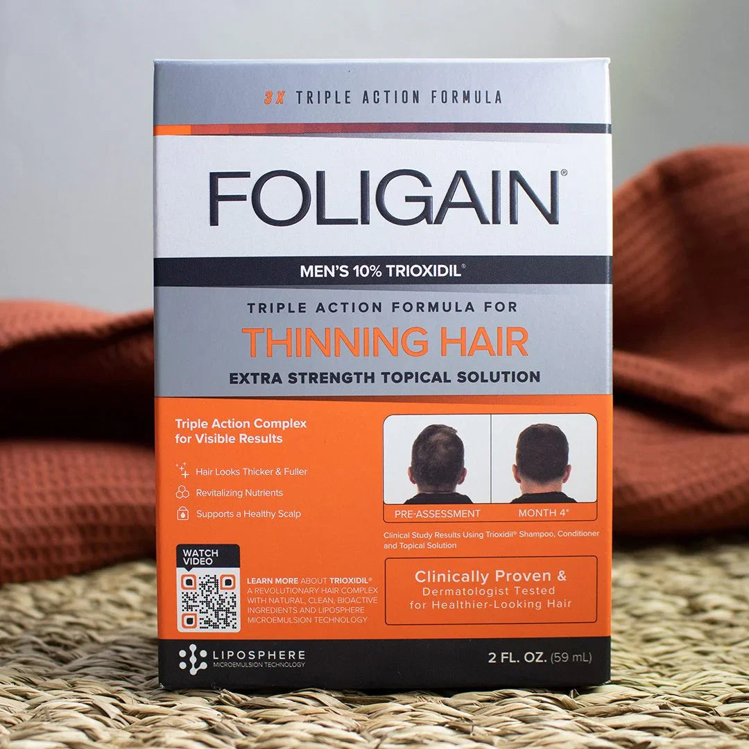 Men's Foligain® Hármas Hatású Folyadék Vékonyodó Hajra Férfiaknak 10% Trioxidil (59 ml) - TincsTitok Webáruház