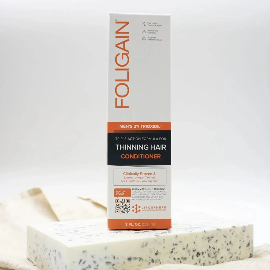 Men's Foligain® Hármas Hatású Hajbalzsam Férfiaknak Vékonyodó Hajra 2% Trioxidil (236 ml) - TincsTitok Webáruház