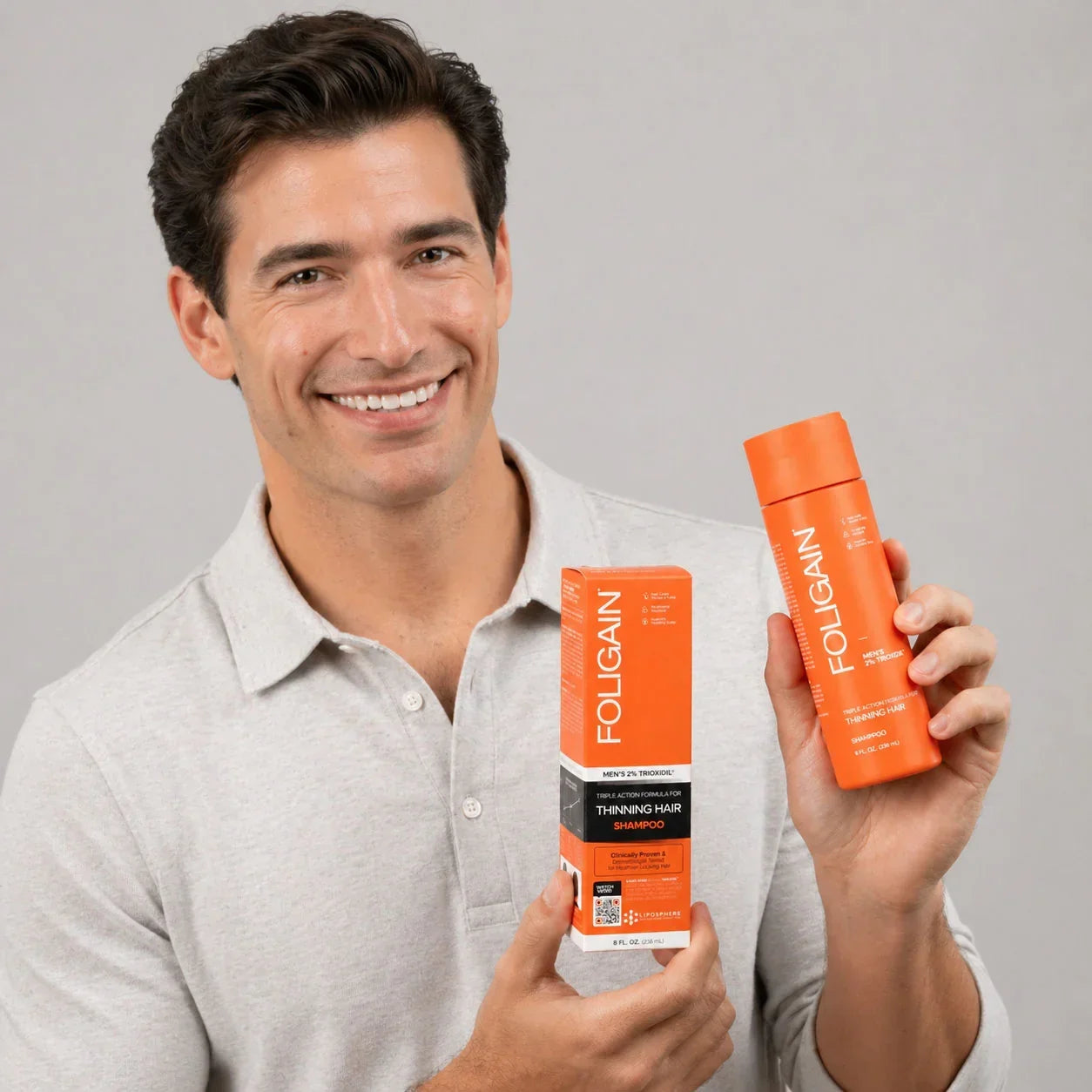 Men's Foligain® Hármas Hatású Sampon Férfiaknak Vékonyodó Hajra 2% Trioxidil (236 ml) - TincsTitok Webáruház