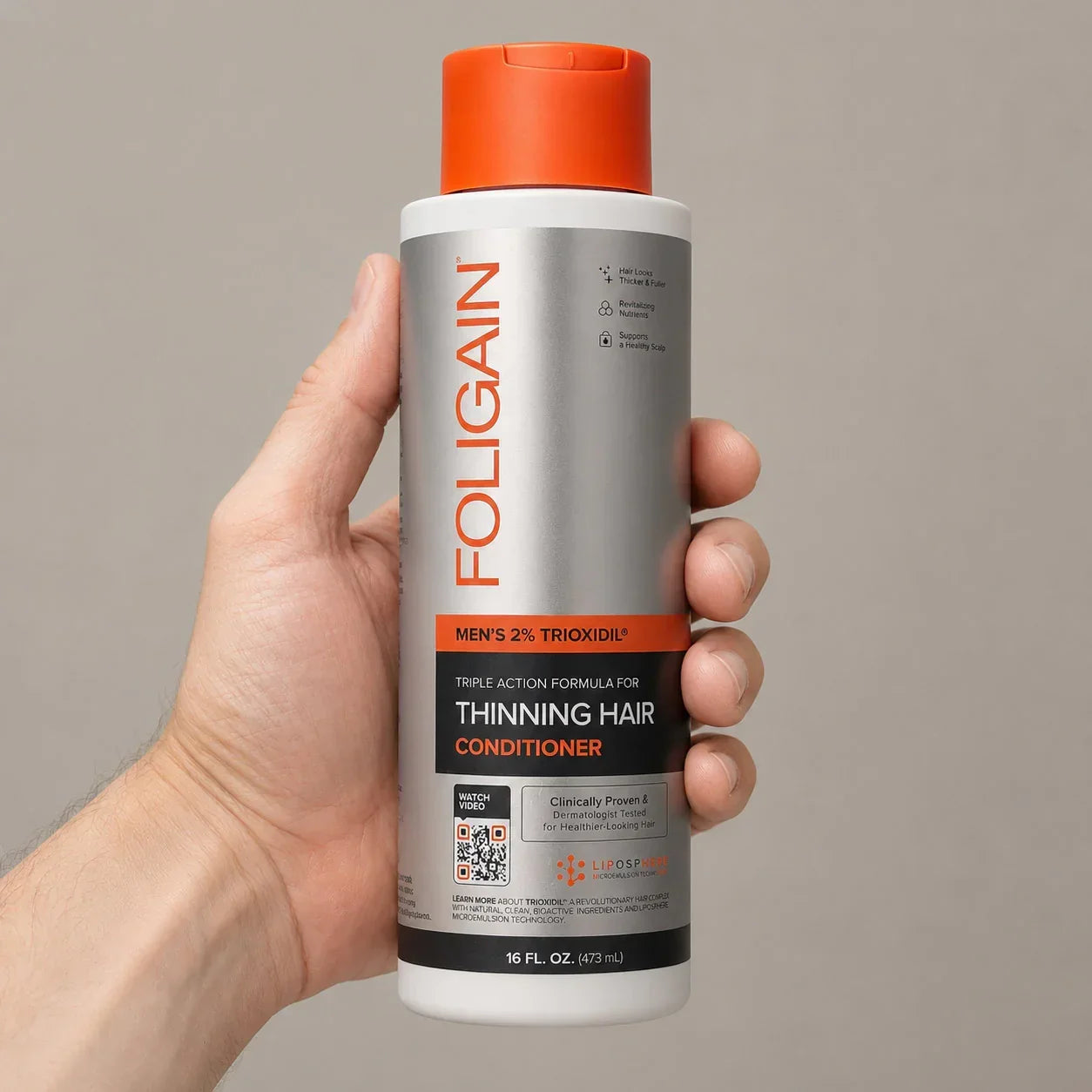 Men's Foligain® Hármas Hatású Hajbalzsam Férfiaknak Vékonyodó Hajra 2% Trioxidil (473 ml) - TincsTitok Webáruház