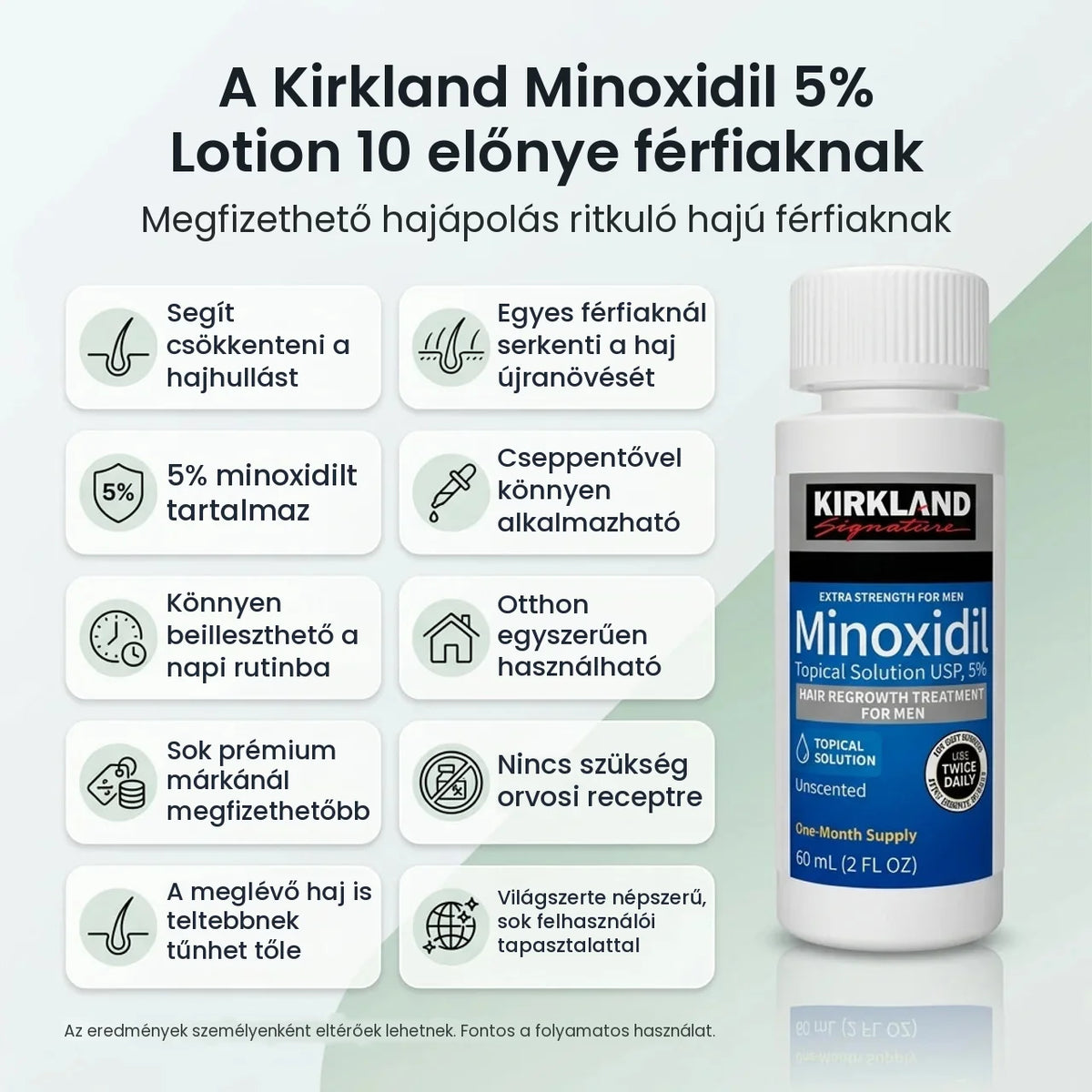 Kirkland® 5% Minoxidil Folyadék Férfiaknak