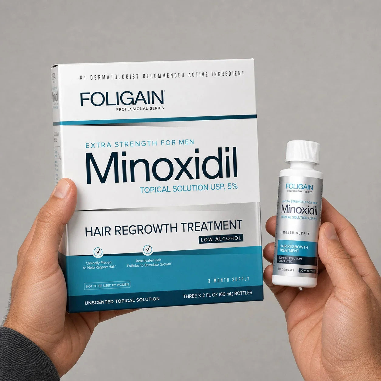 Men's Foligain® 5% Minoxidil Alacsony Alkoholtartalmú Folyadék Férfiaknak (180 ml) - TincsTitok Webáruház