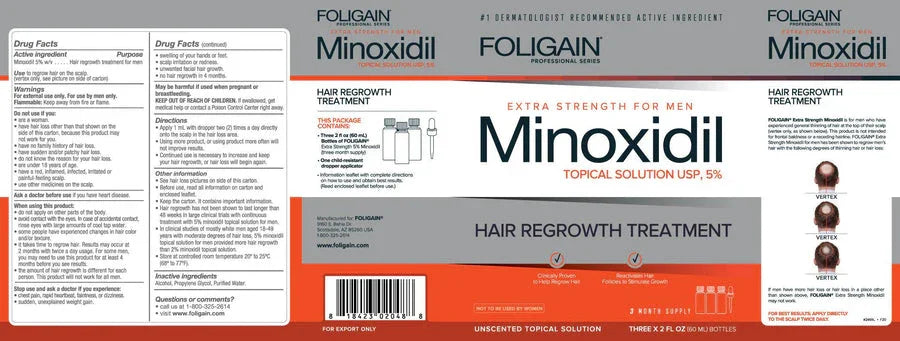 Men's Foligain® 5% Minoxidil Folyadék Férfiaknak (180 ml) - TincsTitok Webáruház