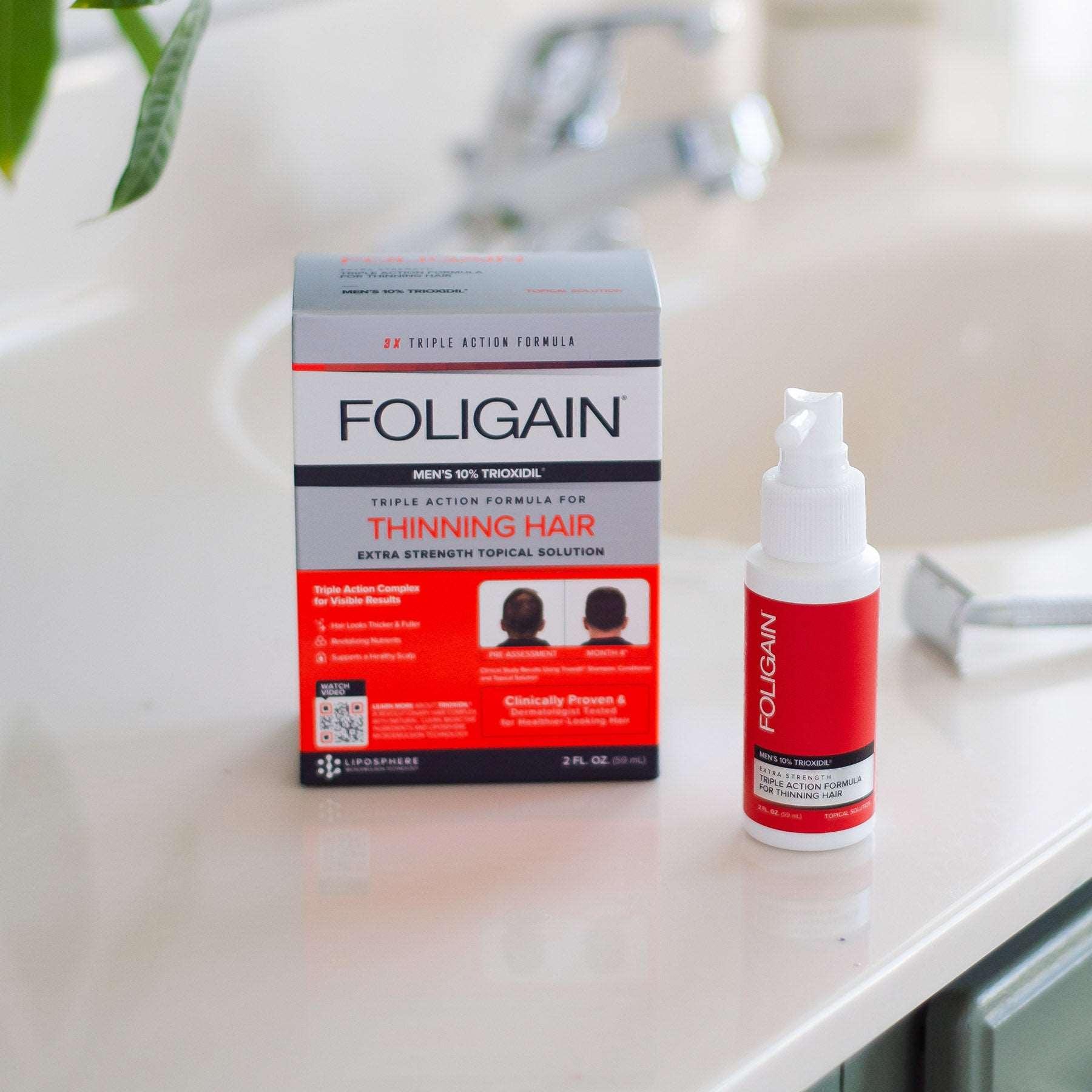 Men's Foligain® Hármas Hatású Folyadék Vékonyodó Hajra Férfiaknak 10% Trioxidil (59 ml) - TincsTitok Webáruház