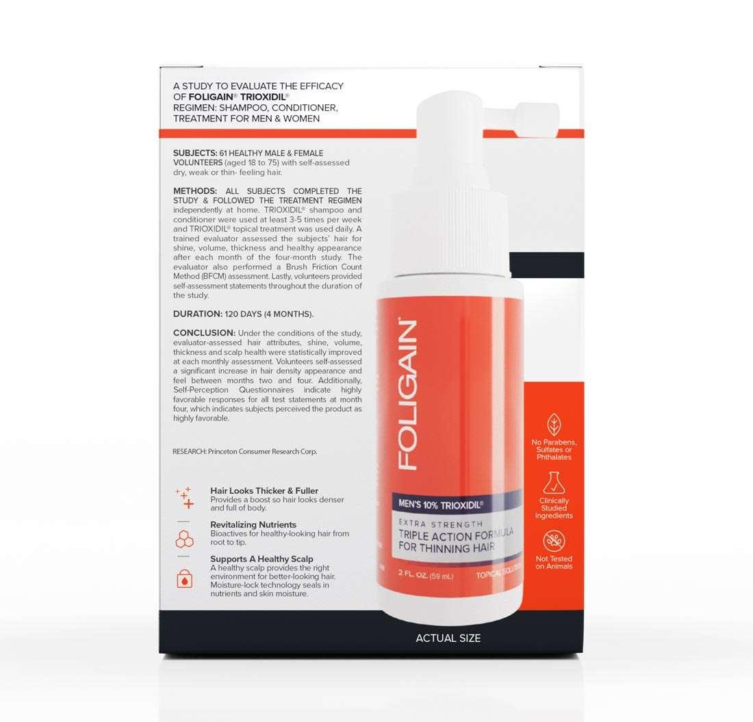 Men's Foligain® Hármas Hatású Folyadék Vékonyodó Hajra Férfiaknak 10% Trioxidil (59 ml) - TincsTitok Webáruház