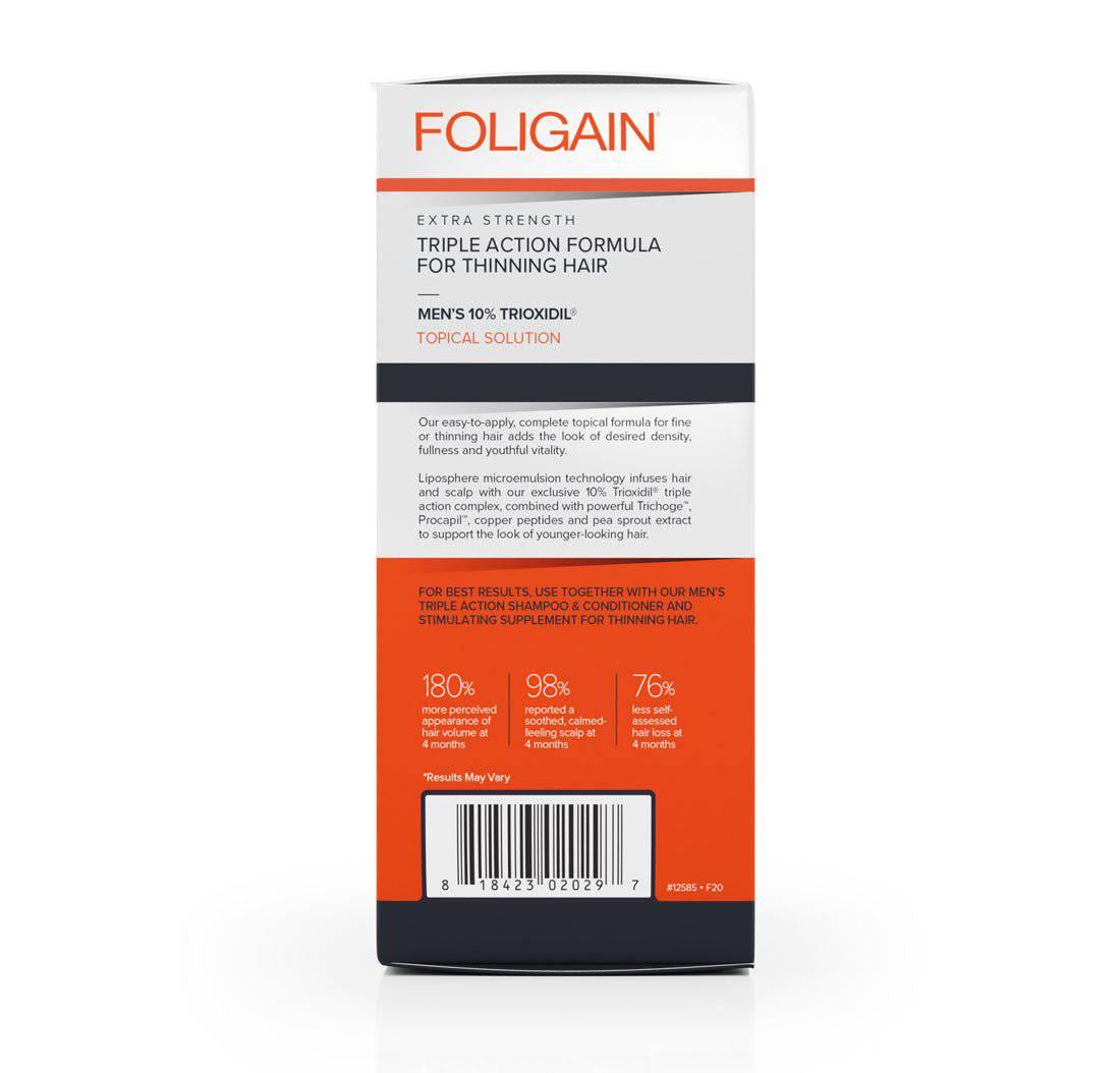 Men's Foligain® Hármas Hatású Folyadék Vékonyodó Hajra Férfiaknak 10% Trioxidil (59 ml) - TincsTitok Webáruház