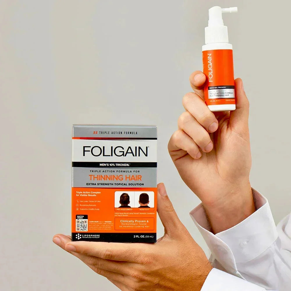 Men's Foligain® Hármas Hatású Folyadék Vékonyodó Hajra Férfiaknak 10% Trioxidil (59 ml) - TincsTitok Webáruház