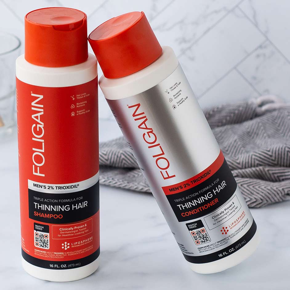 Men's Foligain® Hármas Hatású Hajbalzsam Férfiaknak Vékonyodó Hajra 2% Trioxidil (473 ml)