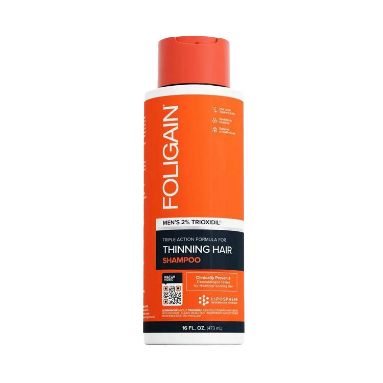 Men's Foligain® Hármas Hatású Sampon Férfiaknak Vékonyodó Hajra 2% Trioxidil (473 ml) - TincsTitok Webáruház