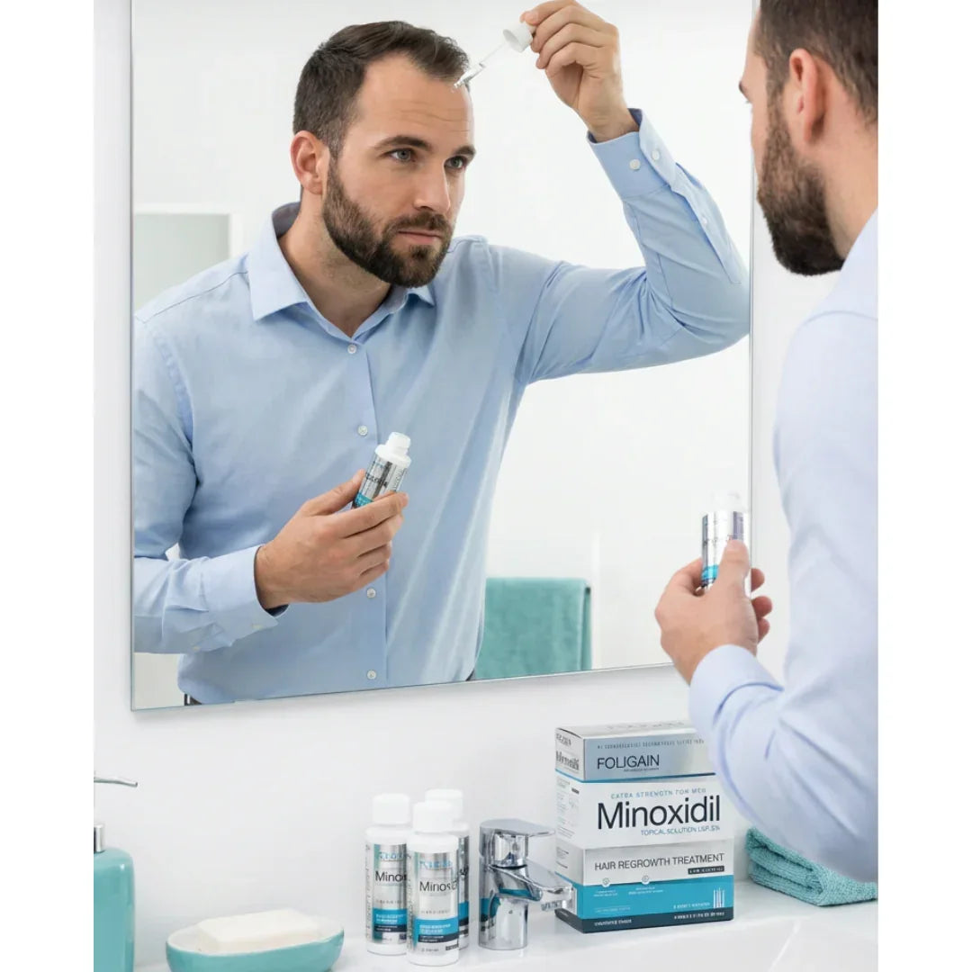 Men's Foligain® 5% Minoxidil Alacsony Alkoholtartalmú Folyadék Férfiaknak (180 ml) - TincsTitok Webáruház