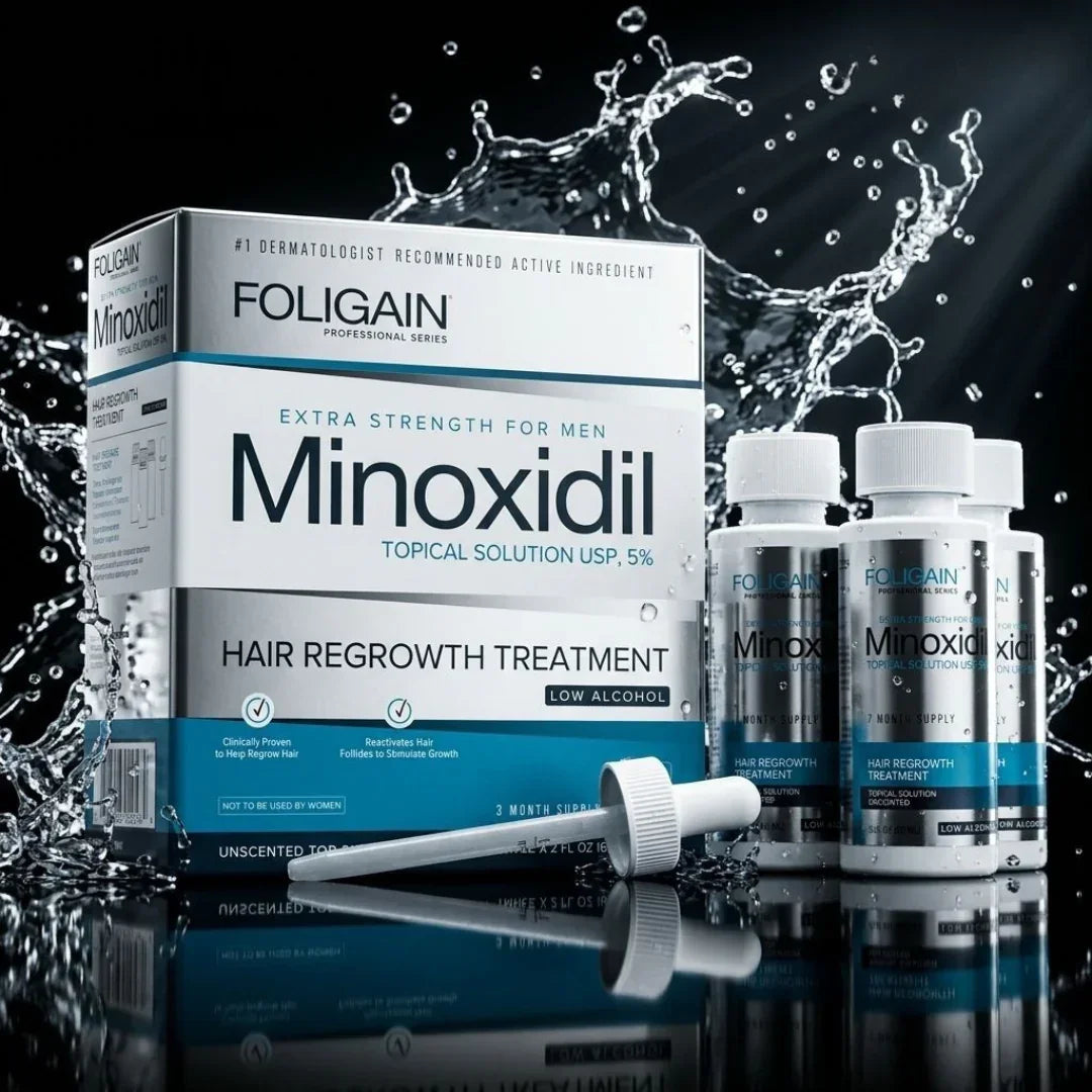 Men's Foligain® 5% Minoxidil Alacsony Alkoholtartalmú Folyadék Férfiaknak (180 ml) - TincsTitok Webáruház