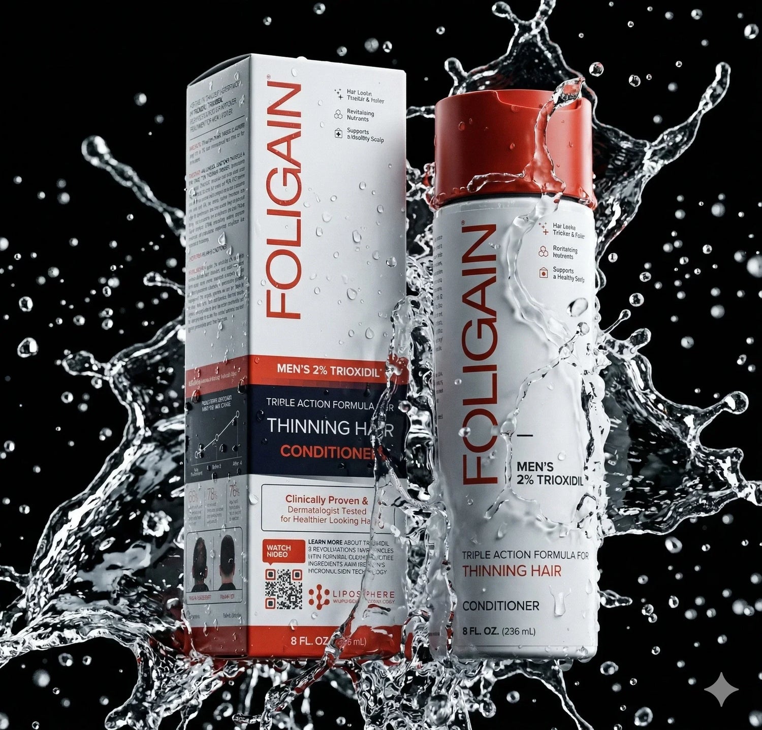Men's Foligain® Hármas Hatású Hajbalzsam Férfiaknak Vékonyodó Hajra 2% Trioxidil (236 ml) - TincsTitok Webáruház