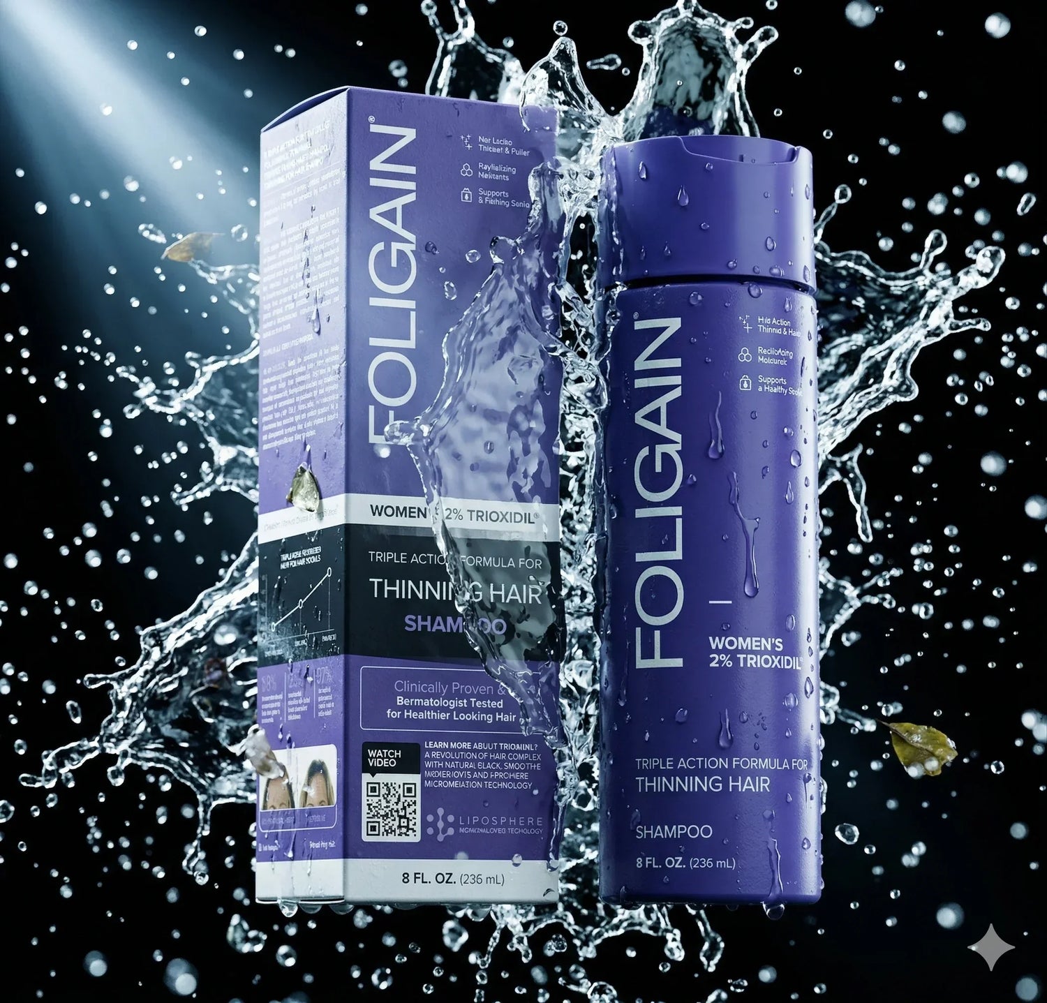 Women's Foligain® Hármas Hatású Sampon Nőknek Vékonyodó Hajra 2% Trioxidil (236 ml) - TincsTitok Webáruház