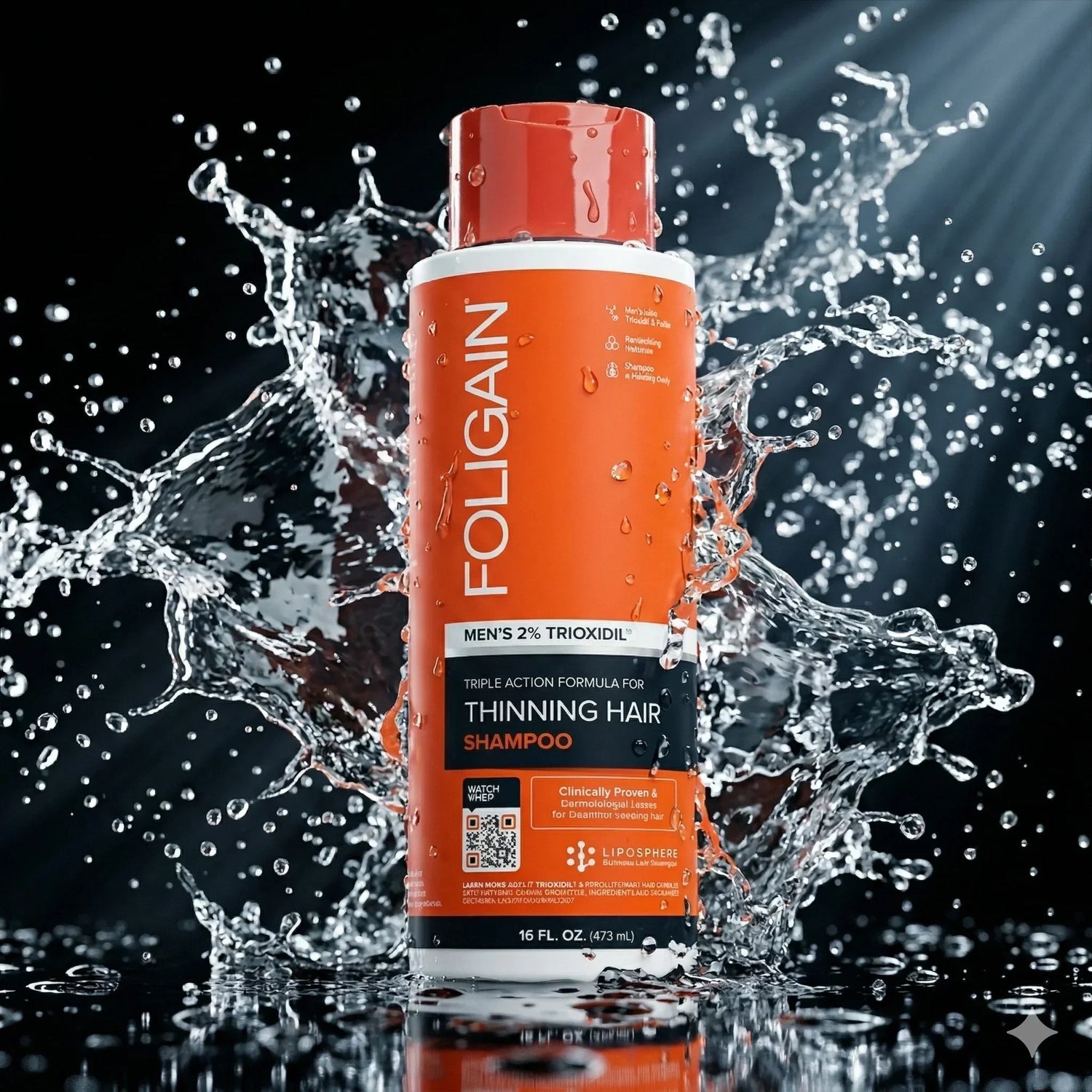 Men's Foligain® Hármas Hatású Sampon Férfiaknak Vékonyodó Hajra 2% Trioxidil (473 ml) - TincsTitok Webáruház