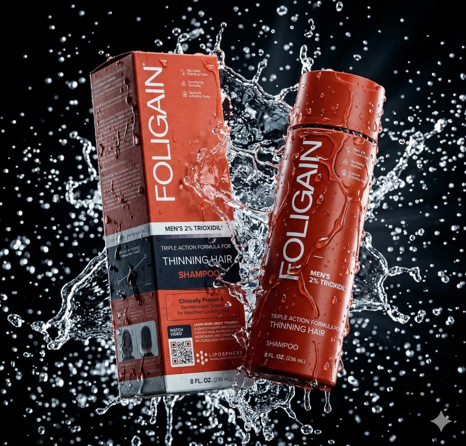 Men's Foligain® Hármas Hatású Sampon Férfiaknak Vékonyodó Hajra 2% Trioxidil (236 ml) - TincsTitok Webáruház