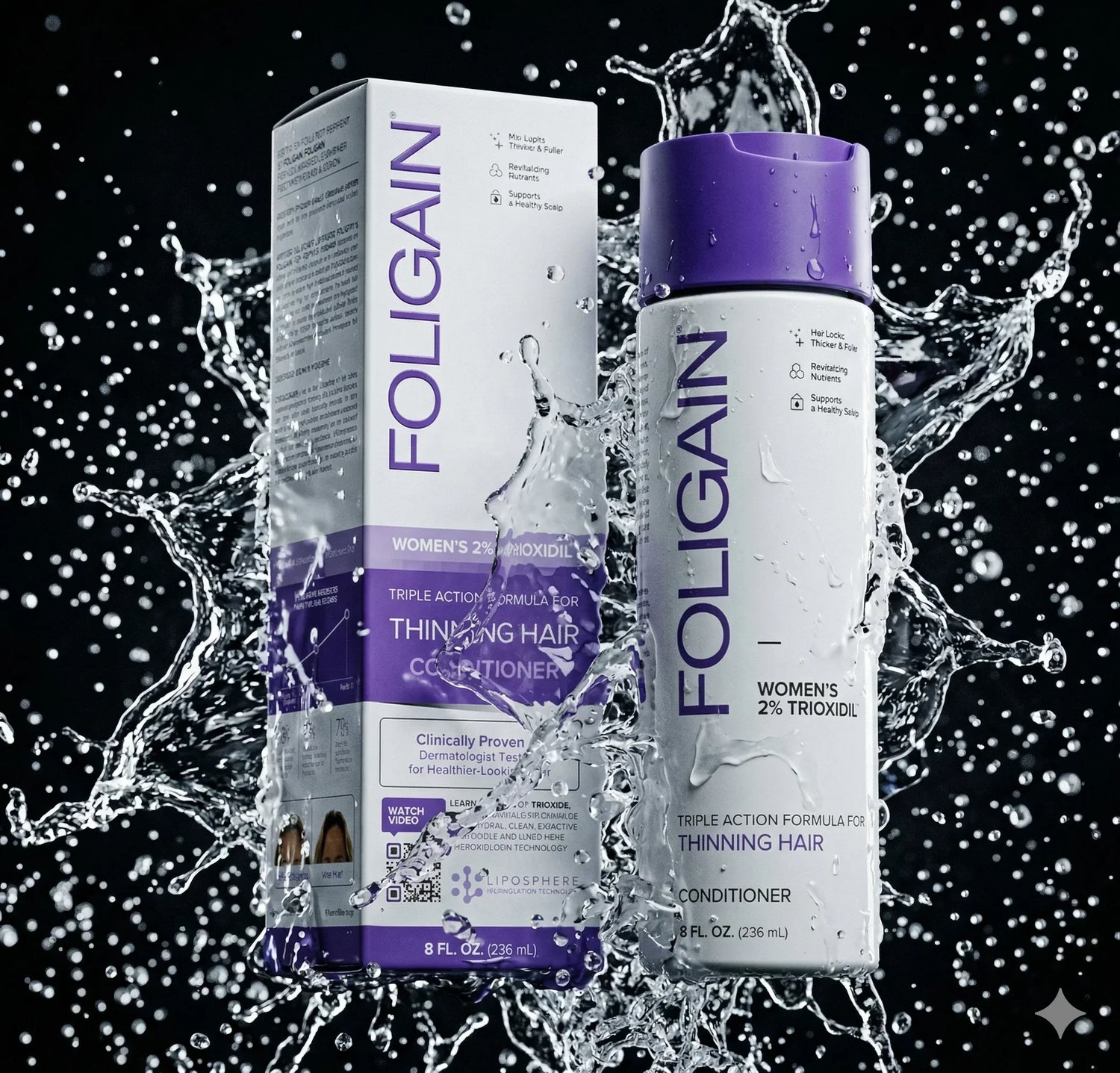Women's Foligain® Hármas Hatású Hajbalzsam Nőknek Vékonyodó Hajra 2% Trioxidil (236 ml) - TincsTitok Webáruház