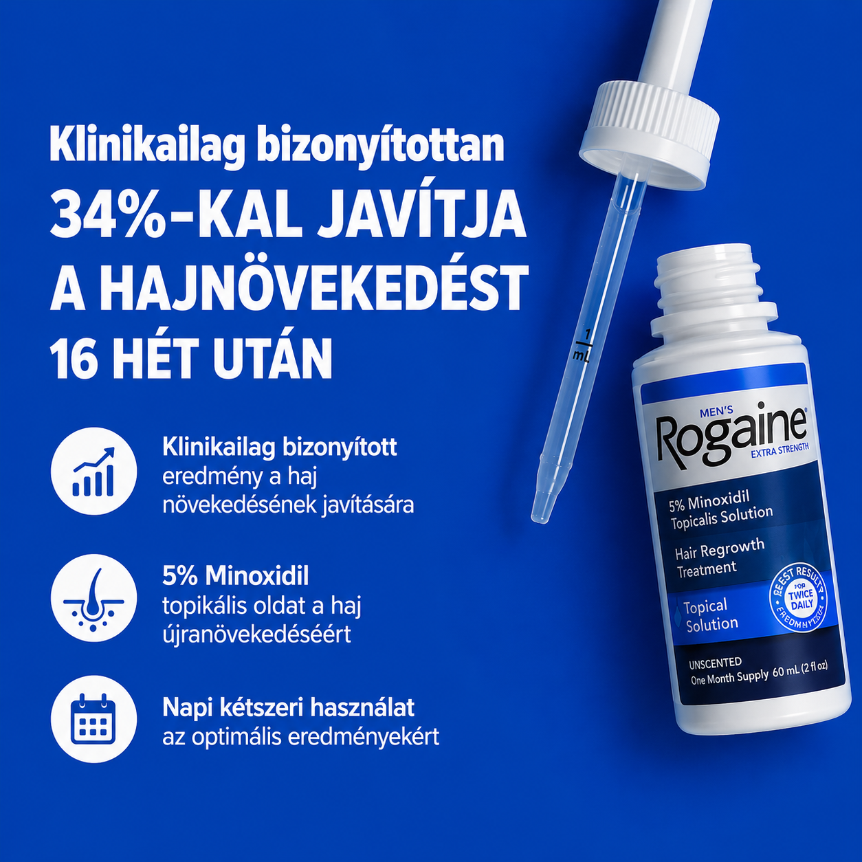 Rogaine® 5% Minoxidil Folyadék Férfiaknak