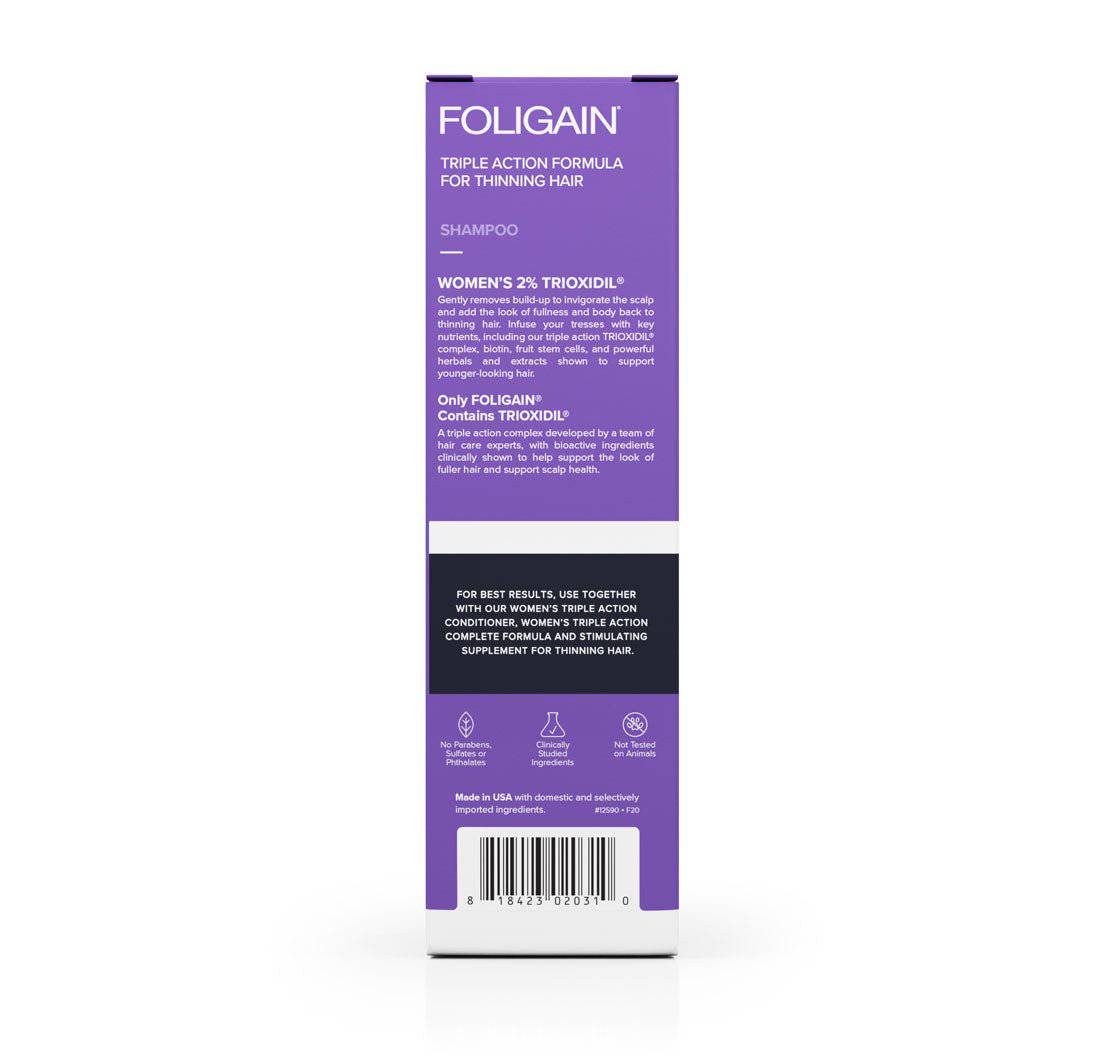 Women's Foligain® Hármas Hatású Sampon Nőknek Vékonyodó Hajra 2% Trioxidil (236 ml)