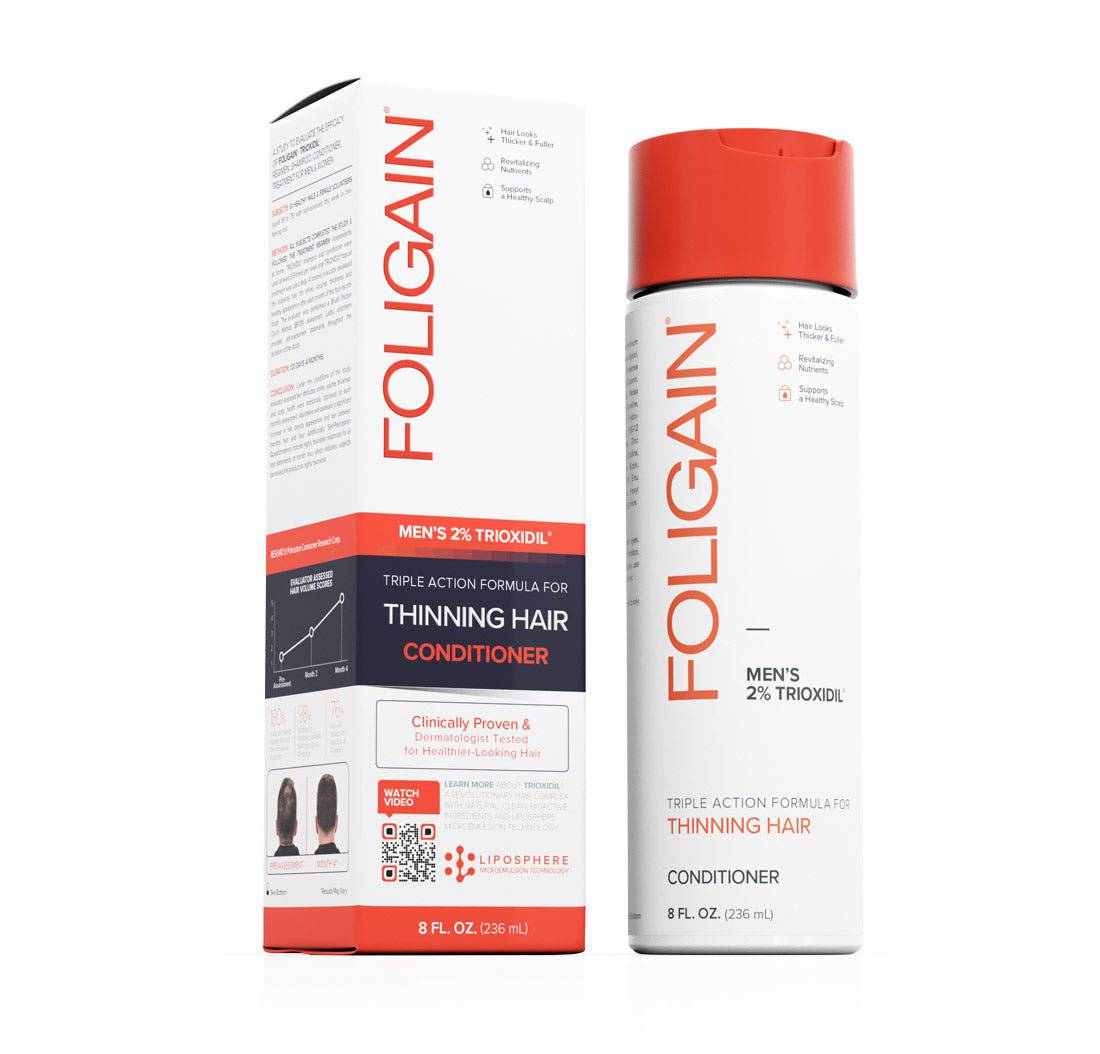 Men's Foligain® Hármas Hatású Hajbalzsam Férfiaknak Vékonyodó Hajra 2% Trioxidil