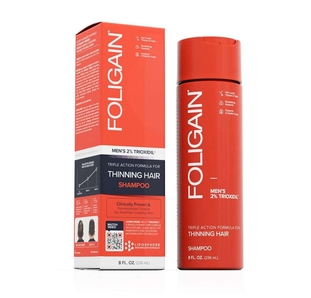 Men's Foligain® Hármas Hatású Sampon Férfiaknak Vékonyodó Hajra 2% Trioxidil (236 ml) - TincsTitok Webáruház