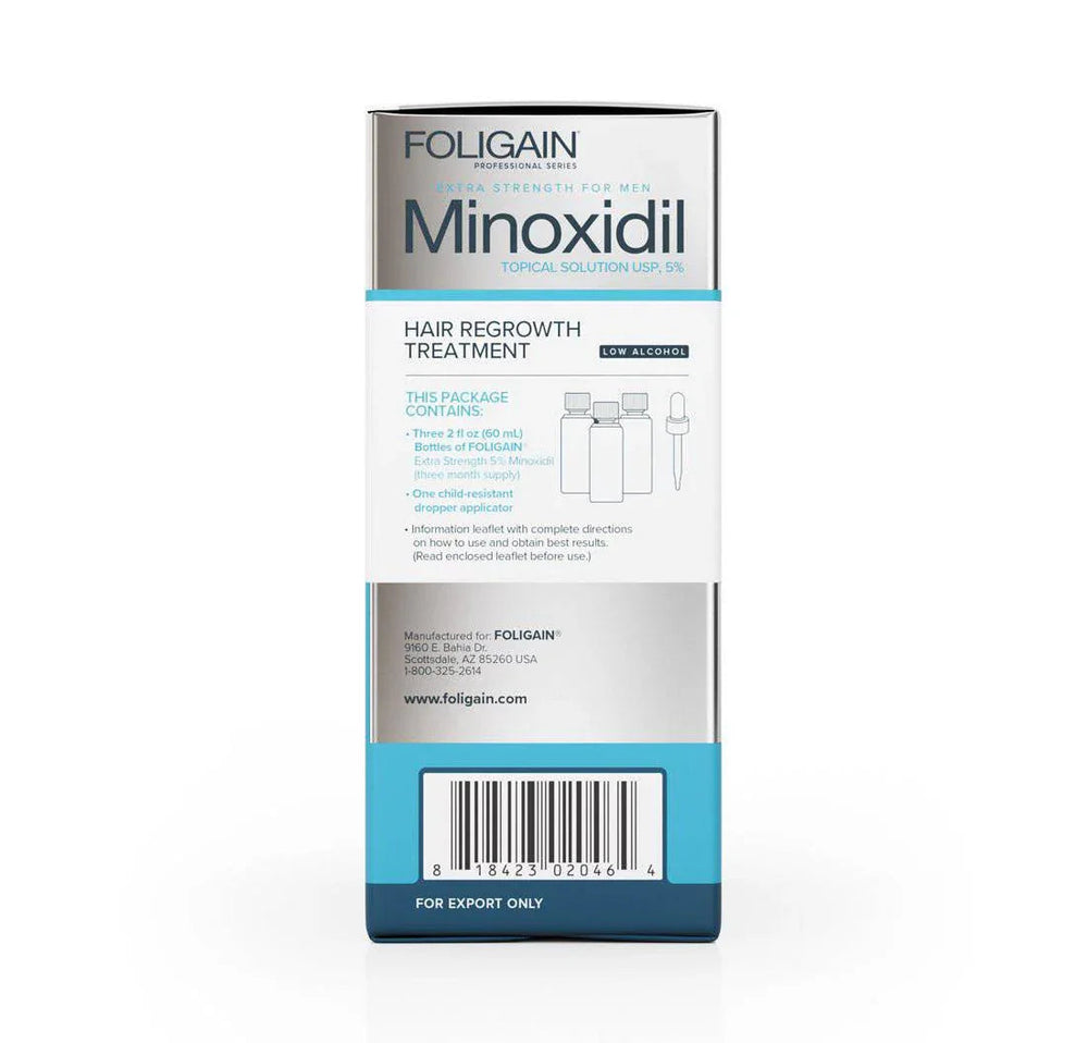 Men's Foligain® 5% Minoxidil Alacsony Alkoholtartalmú Folyadék Férfiaknak (180 ml) - TincsTitok Webáruház