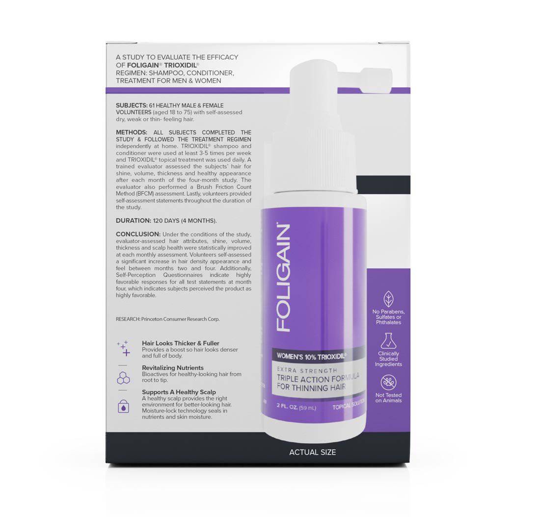 Women's Foligain® Hármas Hatású Folyadék Vékonyodó Hajra Nőknek 10% Trioxidil