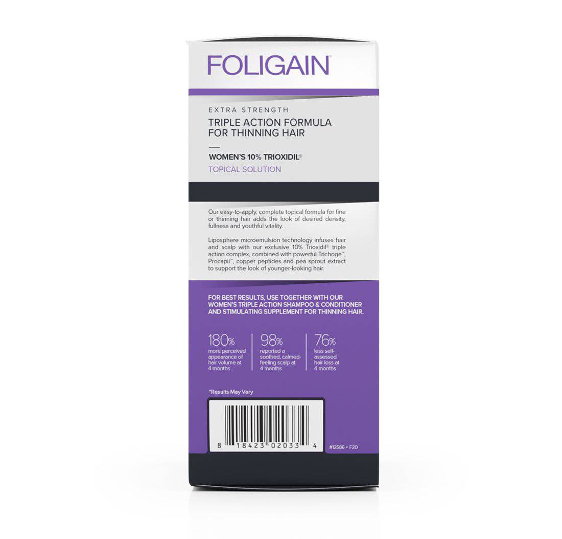 Women's Foligain® Hármas Hatású Folyadék Vékonyodó Hajra Nőknek 10% Trioxidil