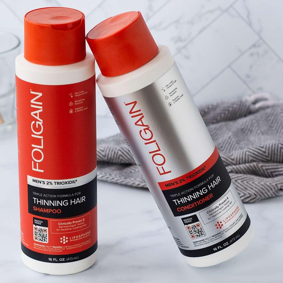 Men's Foligain® Hármas Hatású Hajbalzsam Férfiaknak Vékonyodó Hajra 2% Trioxidil (473 ml) - TincsTitok Webáruház