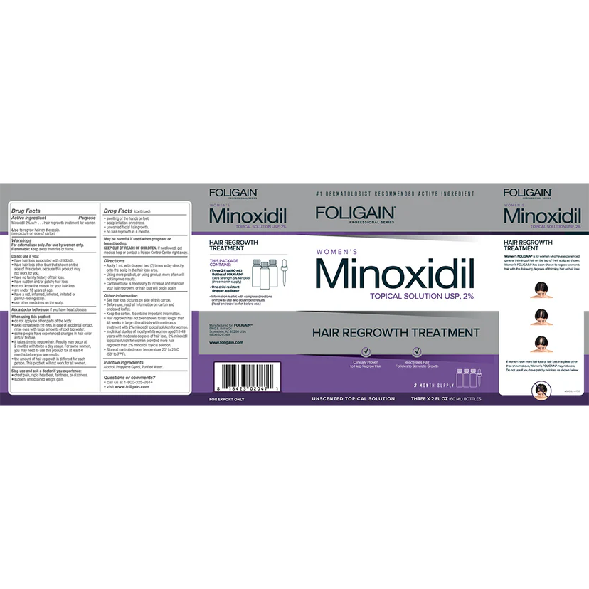 Women's Foligain® 2% Minoxidil Folyadék Nőknek (180 ml)