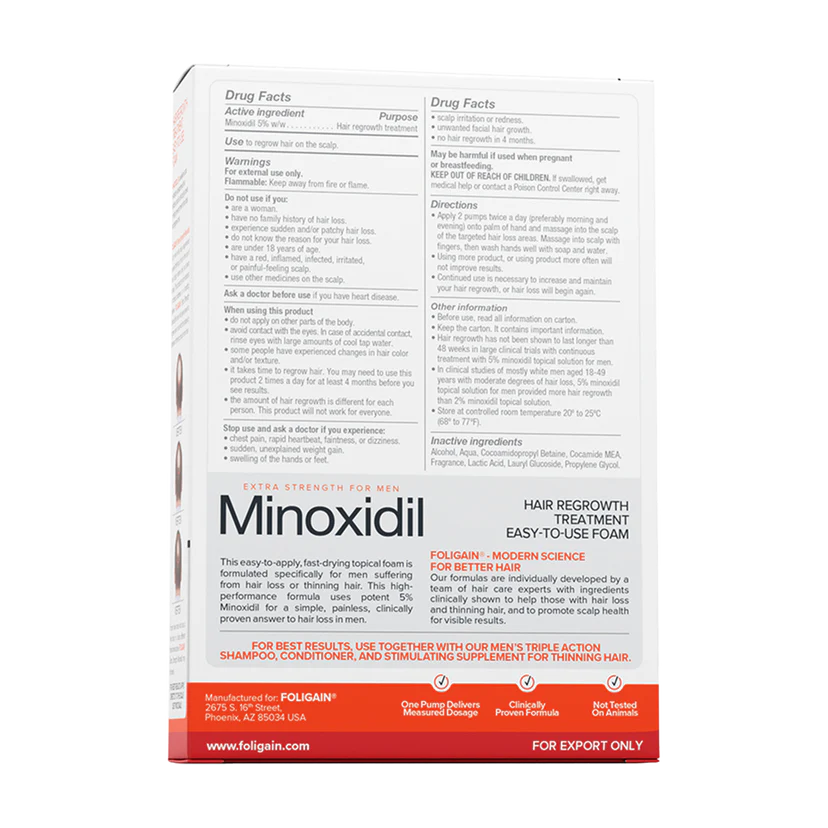Men's Foligain® 5% Minoxidil Hab Férfiaknak (180 ml)