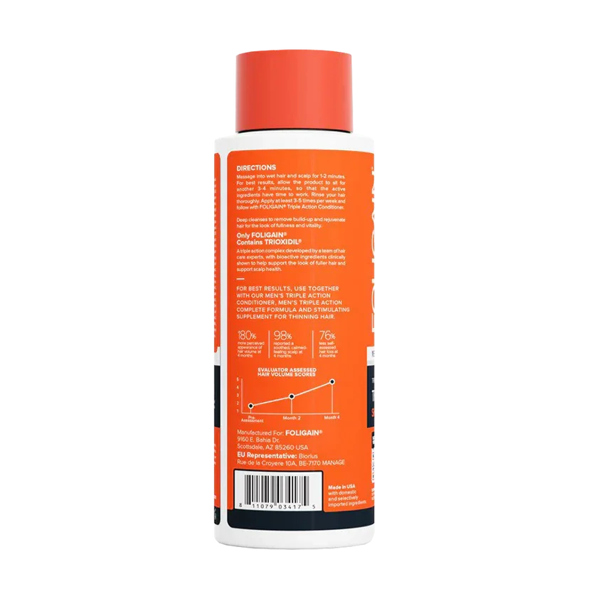 Men's Foligain® Hármas Hatású Sampon Férfiaknak Vékonyodó Hajra 2% Trioxidil (473 ml) - TincsTitok Webáruház