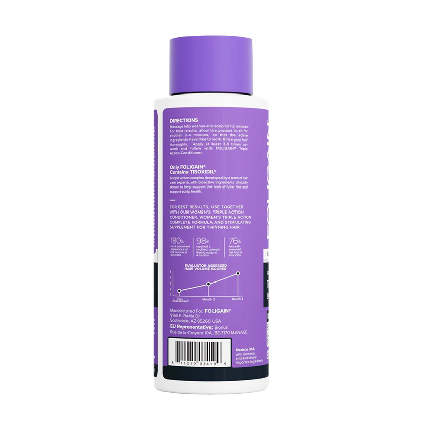 Women's Foligain® Hármas Hatású Sampon Nőknek Vékonyodó Hajra 2% Trioxidil (473 ml)